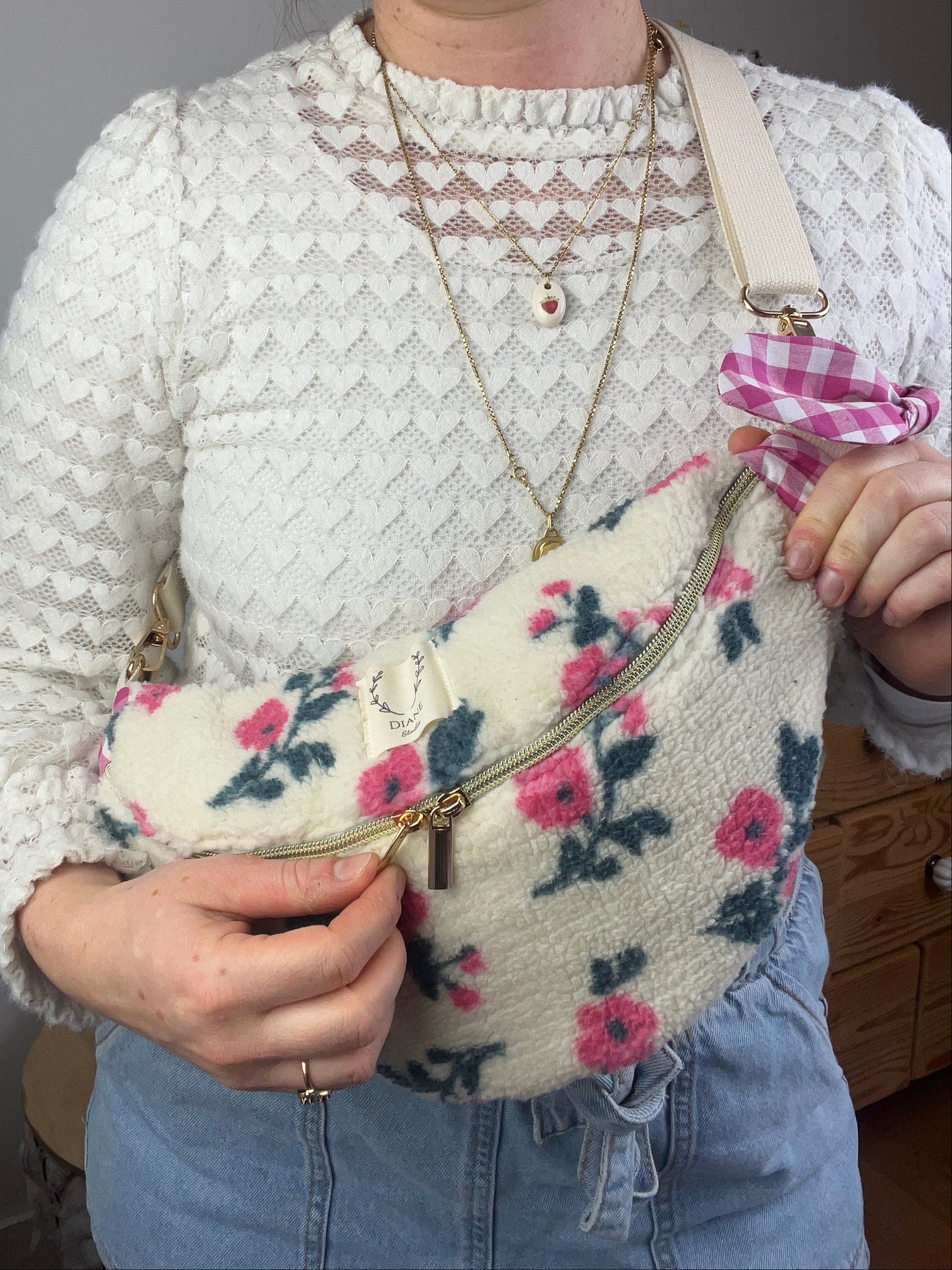 The floral sherpa fanny pack - made to order