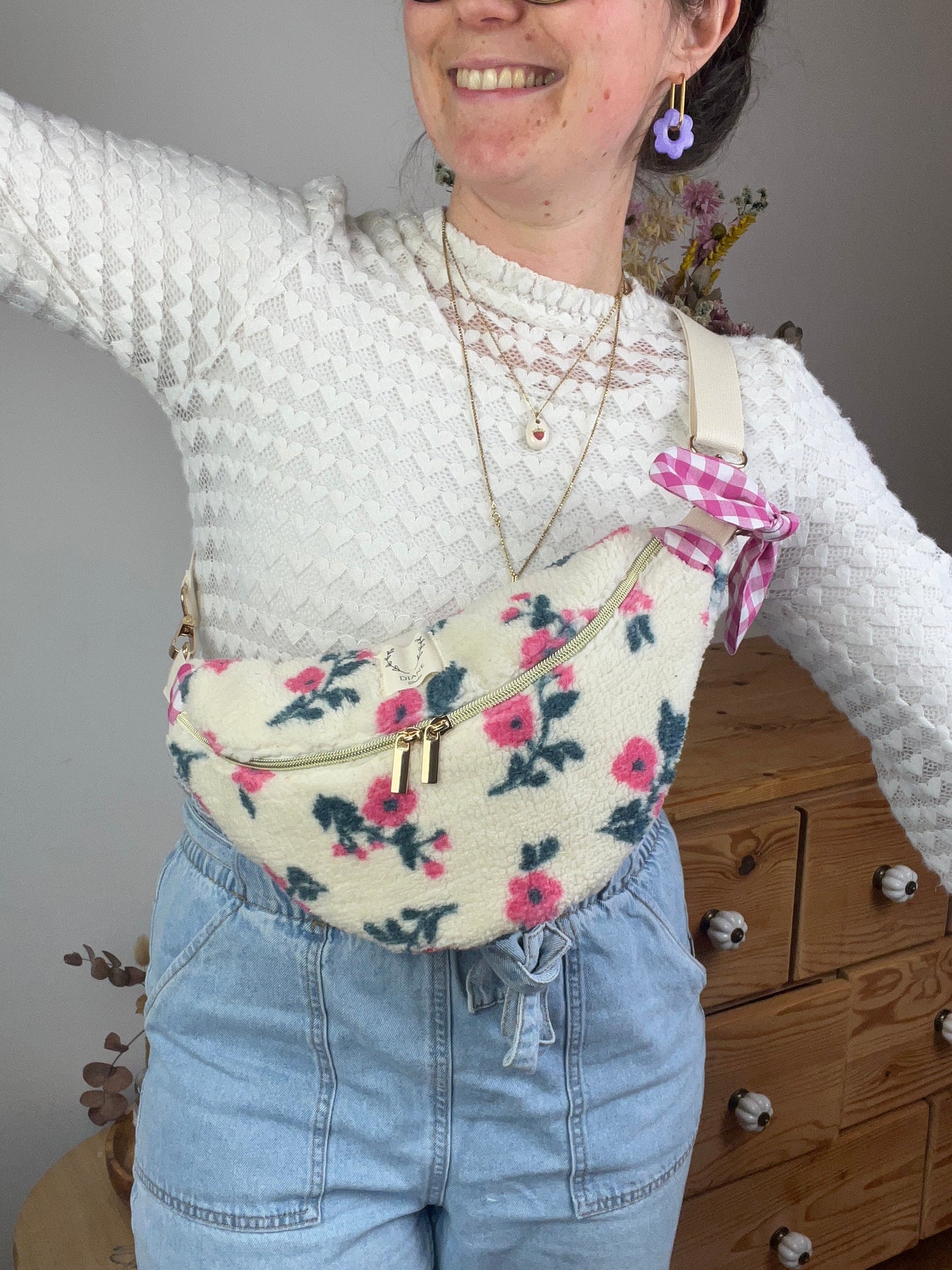 The floral sherpa fanny pack - made to order