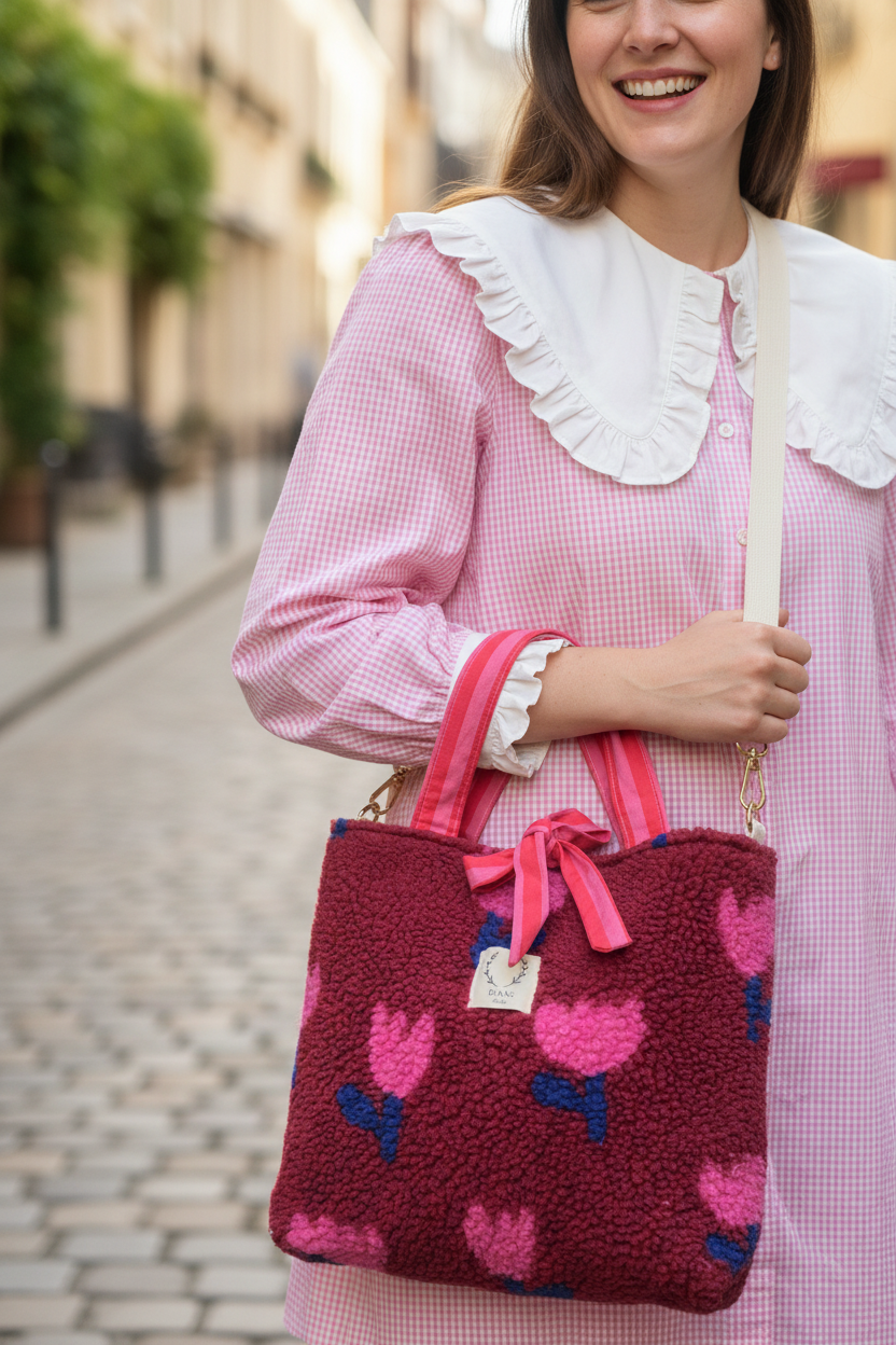 Félicie sherpa bag with tulip and rose print