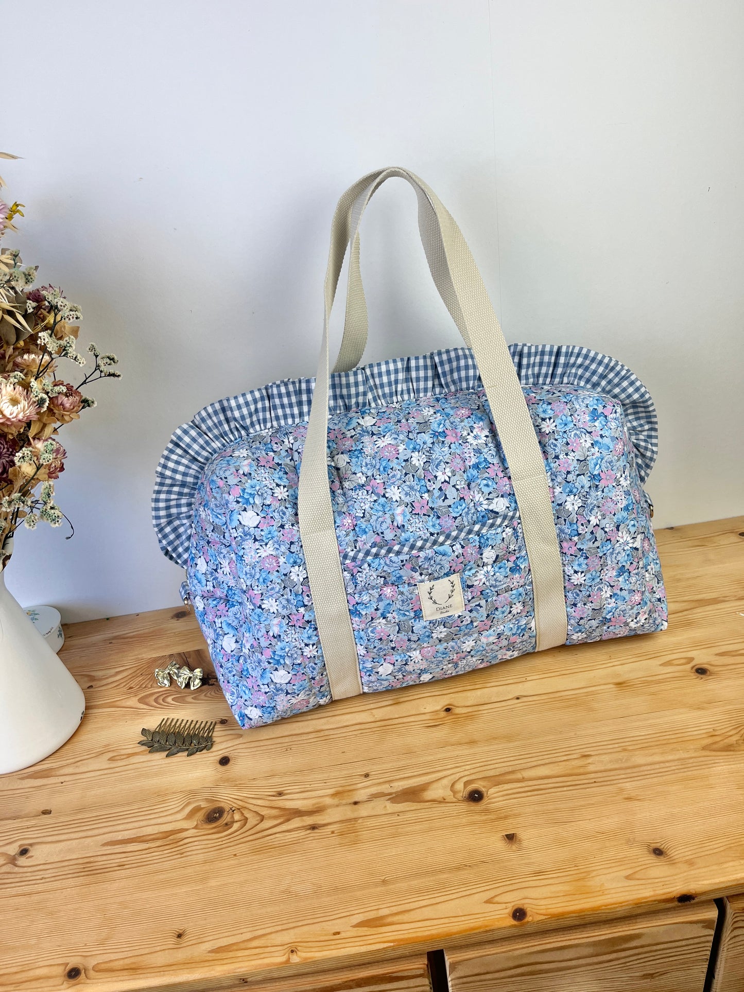Ruffled bag and pouch set - made to order