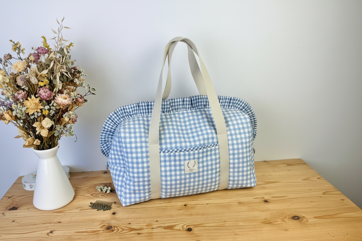 Ruffled bag and pouch set - made to order