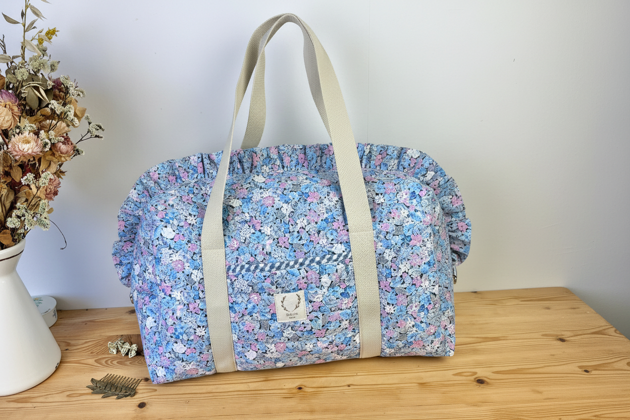 Ruffled bag and pouch set - made to order