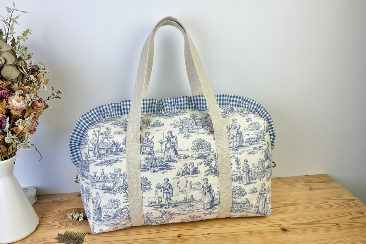 Ruffled bag and pouch set - made to order