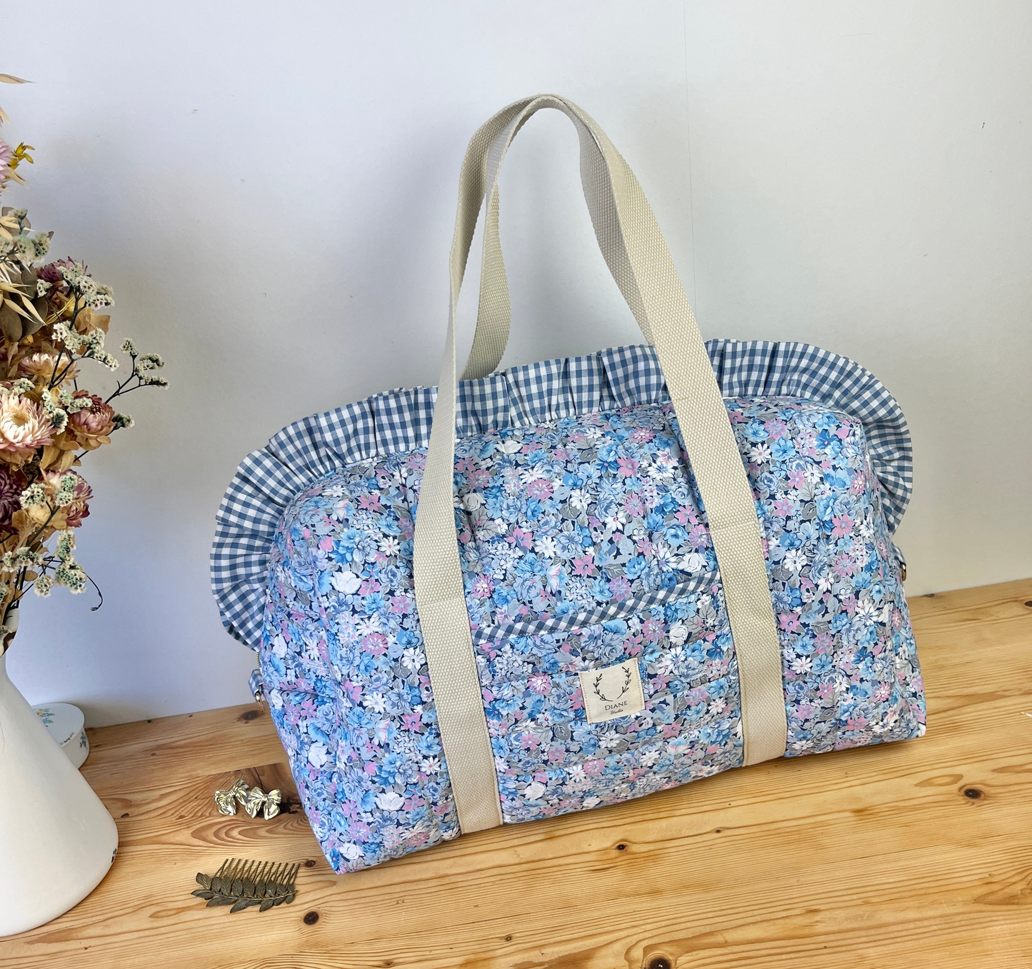 The 100% customizable ruffled diaper bag