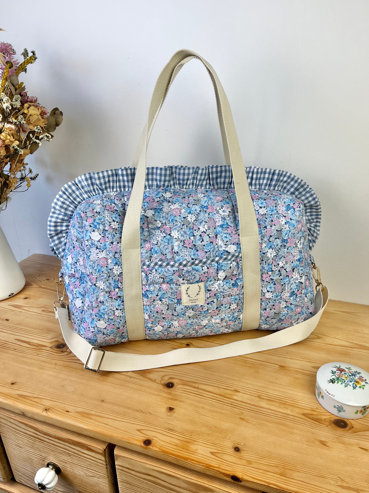 Ruffled bag and pouch set - made to order