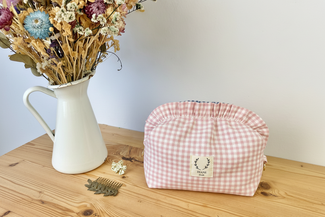 Ruffled bag and pouch set - made to order