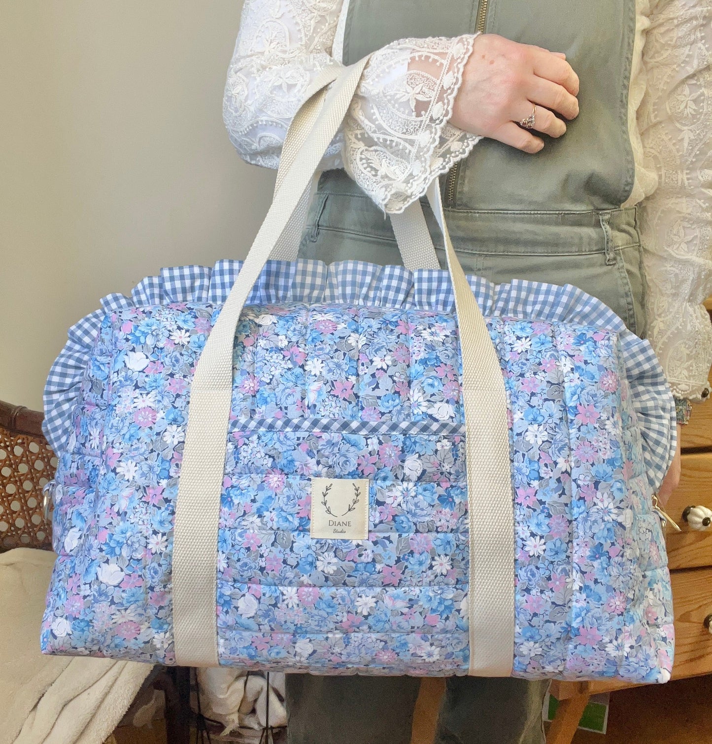 Ruffled bag and pouch set - made to order