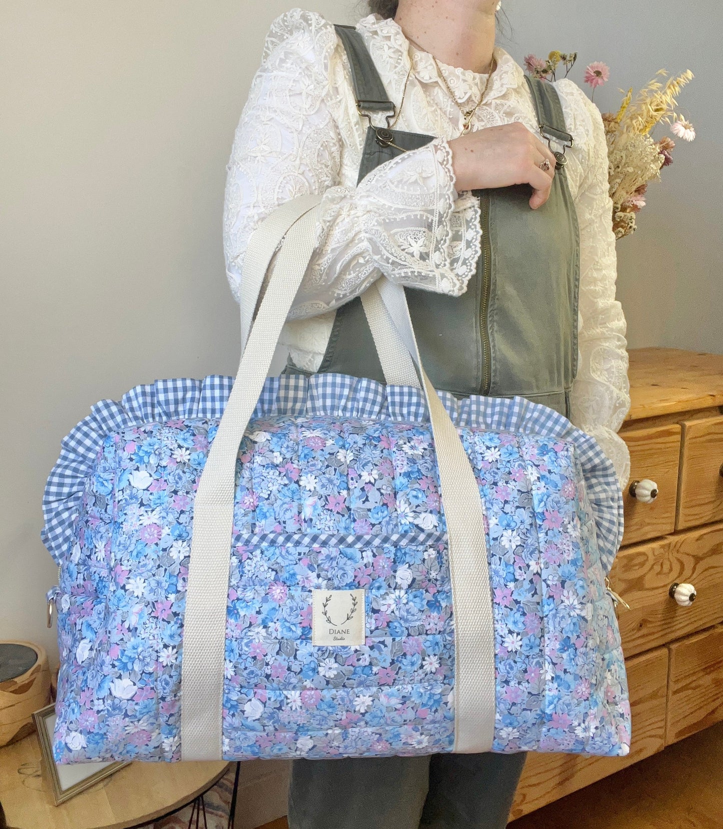 Ruffled bag and pouch set - made to order