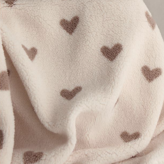 Deux coupons 45x45 cm Sherpa coeur caramel