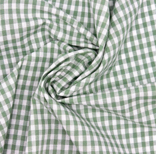 Sage green gingham small checks