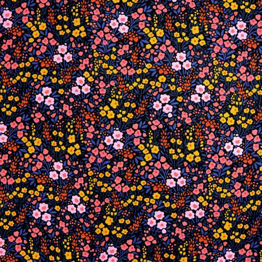 Mille-fleurs cotton on a black background