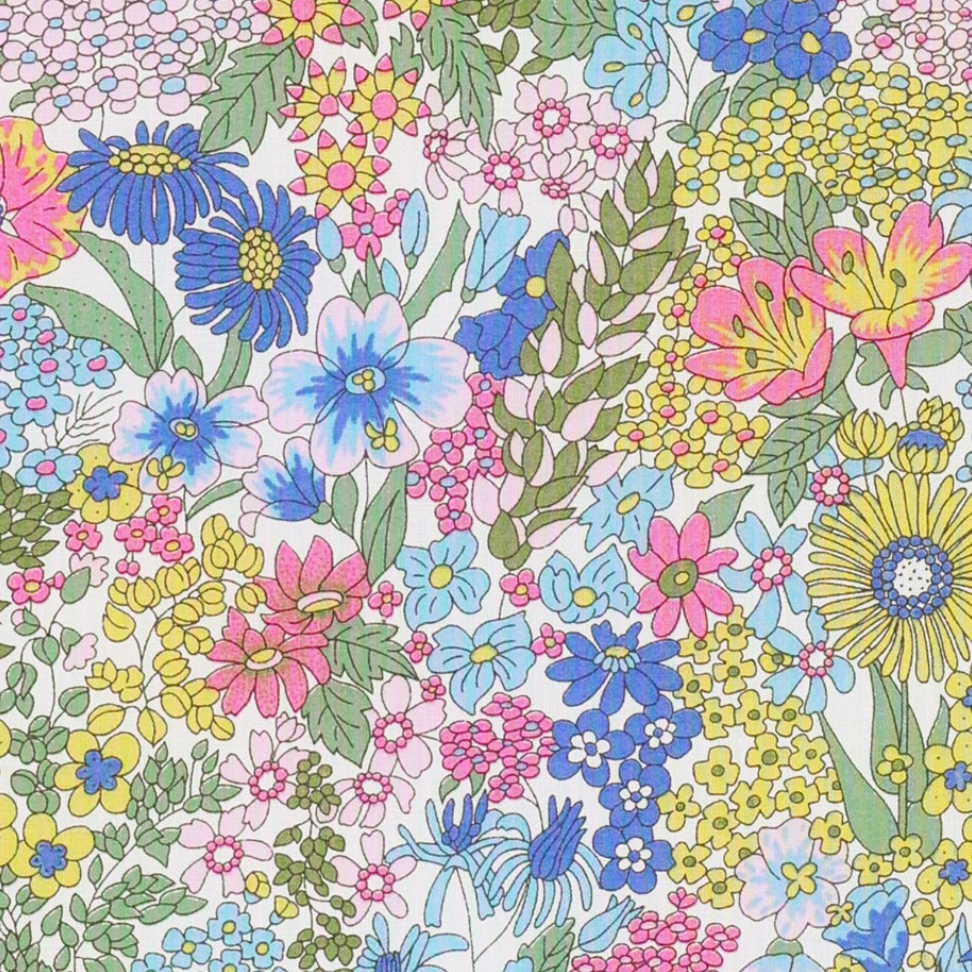 Coupon 1m20 coton fleuri méditerranée