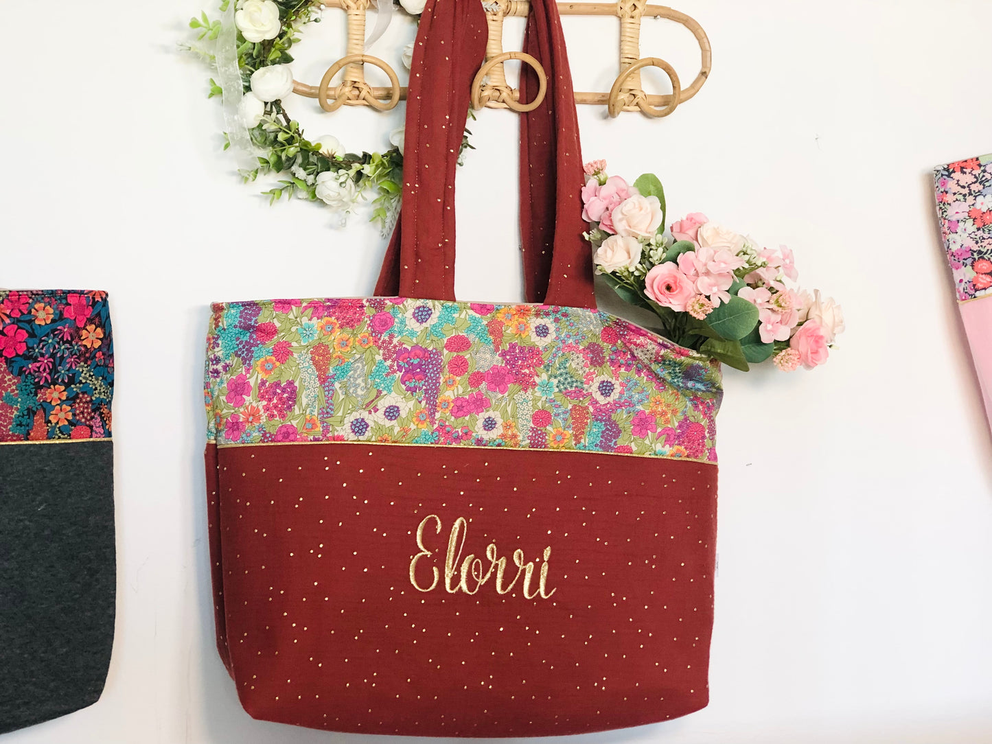 The large Adelaide tote bag is 100% customizable.